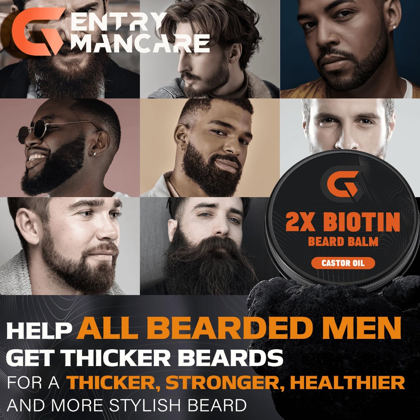2x Biotin Beard Growth Oil and Beard Balm - Beard Growth Serum Care Kit - Vegan Natural Ingredients Leave-In Conditioner - Moisturizes, Strengthens, Thickens and Promotes Facial Hair Growth
