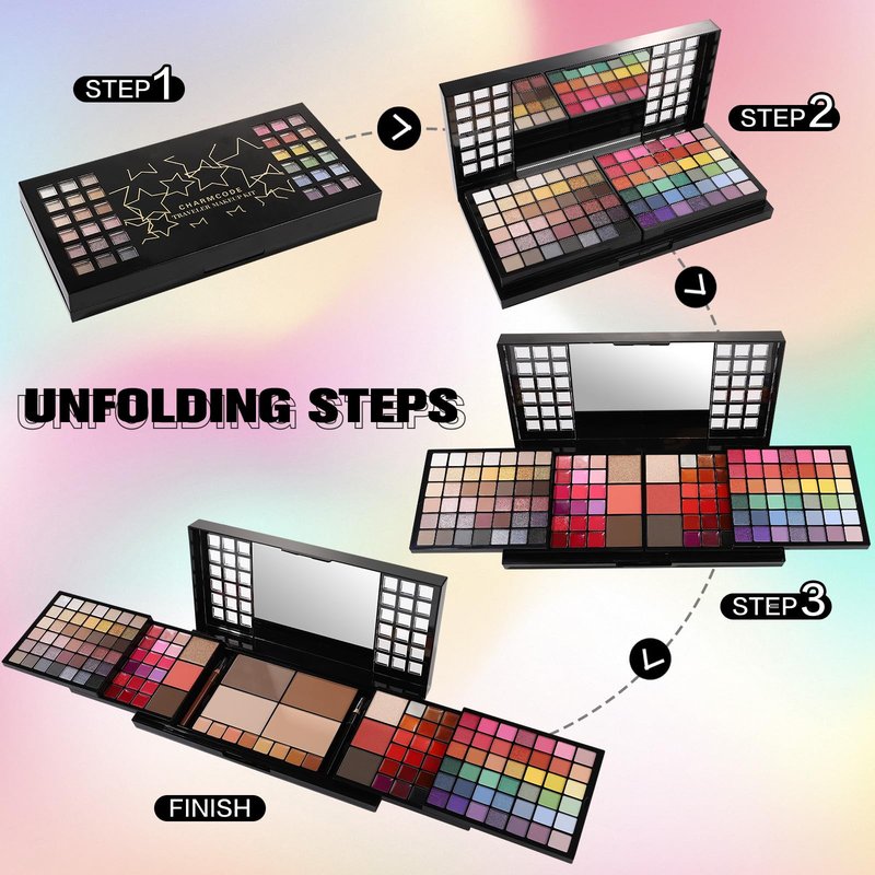CHARMCODE All in One Makeup Kit, Makeup Kit for Women Full Kit, Make Up Christmas Gift Set for Teen Girls- Eyeshadow Palette,Lip Gloss,Concealer,Highlighter,Blush,Eyeliner,Brow Powder & Contour