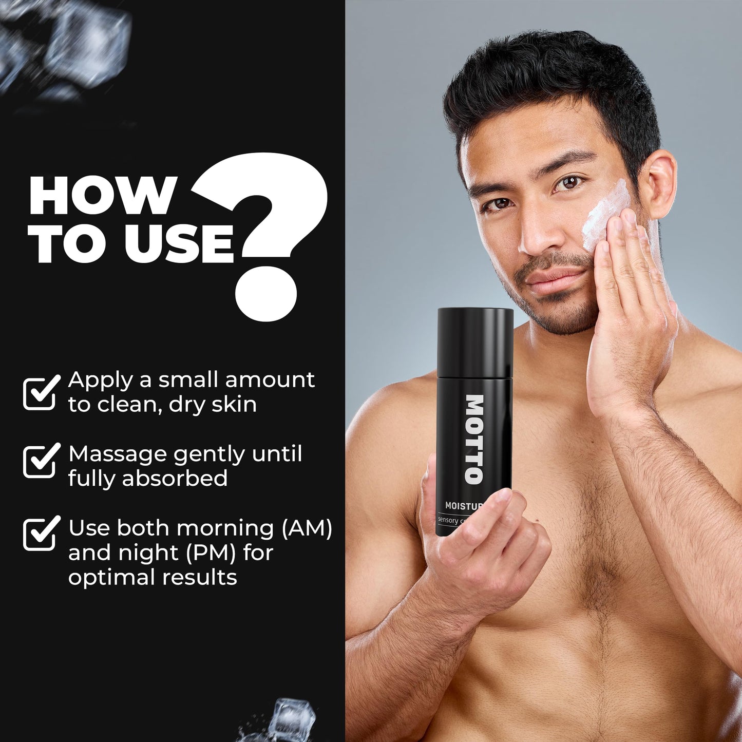 MOTTO Men's Face Moisturizer: "A Cold Plunge For Your Face". ICE COLD Hydrating Cream, Lightweight & Non-Greasy for Daily Use. Soothes & Cools Instantly.