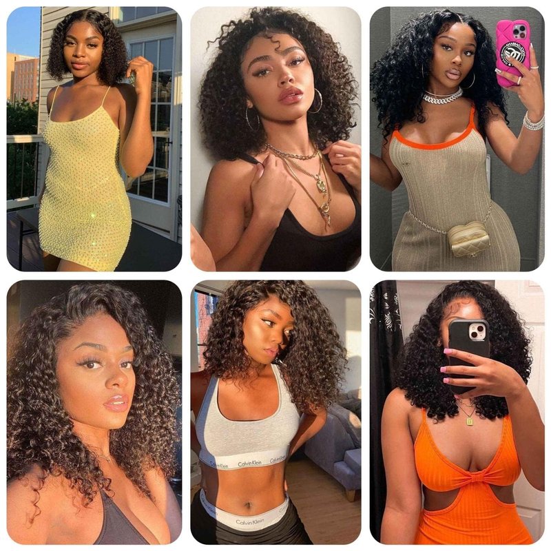 Potoki Short Bob Wig Human Hair 4x4 Glueless Wigs Human Hair Pre Plucked Pre Cut Deep Wave HD Lace Closure Human Hair Wigs For Black Women Curly Wig (12 Inch)