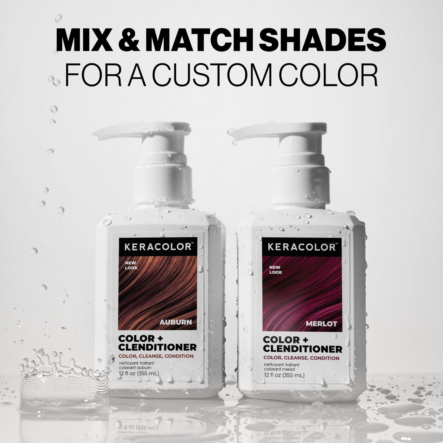 Keracolor Color + Clenditioner 3-in-1 Color-Depositing Conditioner, Gently Cleanses & Conditions, Semi-Permanent Auburn Hair Color, 12 Fl Oz