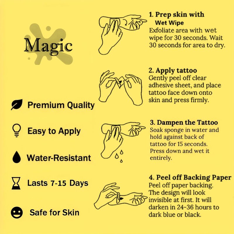 Temporary Tattoos - Semi-Permanent Waterproof Stickers | 15 Days Lasting Unique Design (Chinese Phrase: No Regrets)