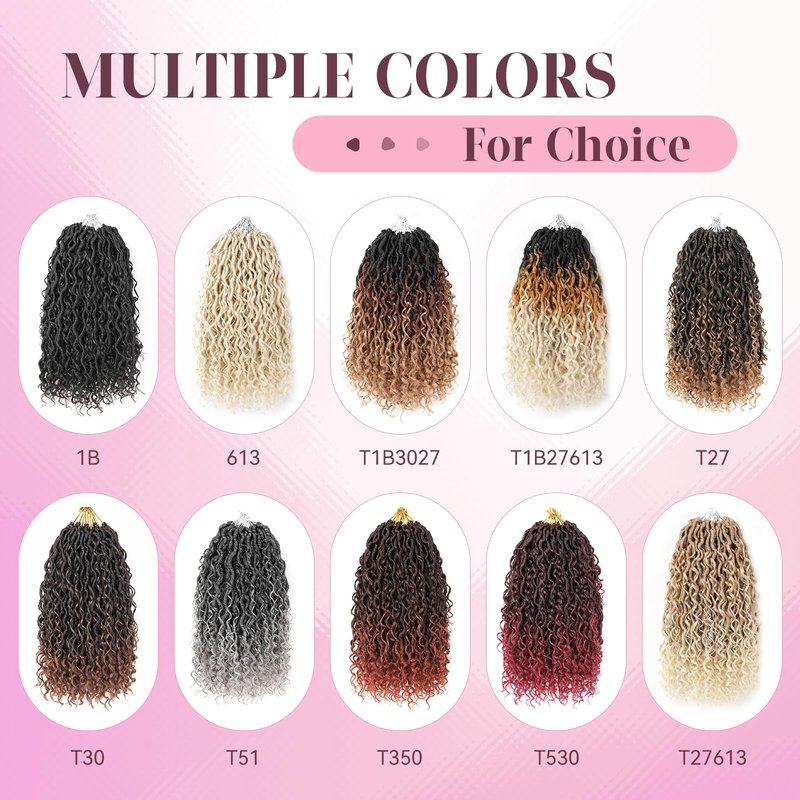 Aipin New Goddess Locs Crochet Hair 18 Inch Boho River Locs Hippile Wavy Crochet With Curly Hair In Middle And Ends Braids Hair Extensions (8 Packs,18 inch, OM3T3027)
