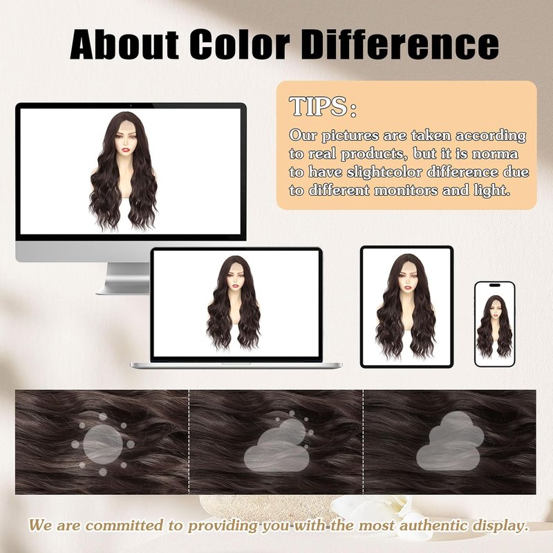 Long Wavy Wig for Women - Dark Brown Synthetic Heat Resistant Fiber | 26 Inch Daily Party Wear