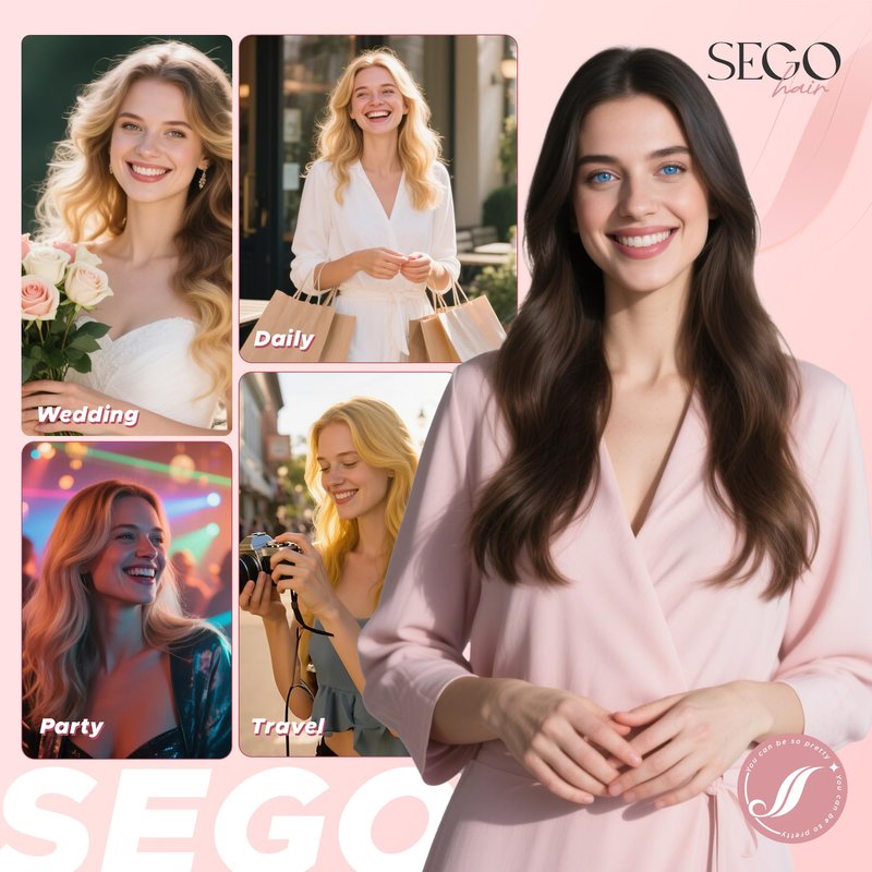 SEGO Single Clip In Hair Extensions Real Human Hair 6 Pcs Individual Clip Ins -18 Inch #12P613 Golden Brown&Bleach Blonde