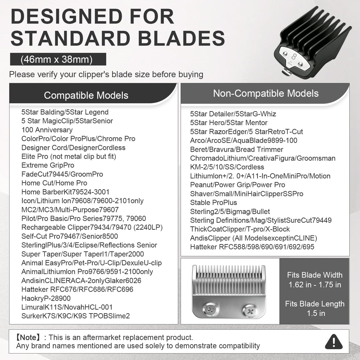 10-Piece Clipper Guard Set, Black Professional Clipper Guard Set Compatible with Most Wahl Clippers (1.5-25mm), Premium Close Cut to 1-Inch,Black