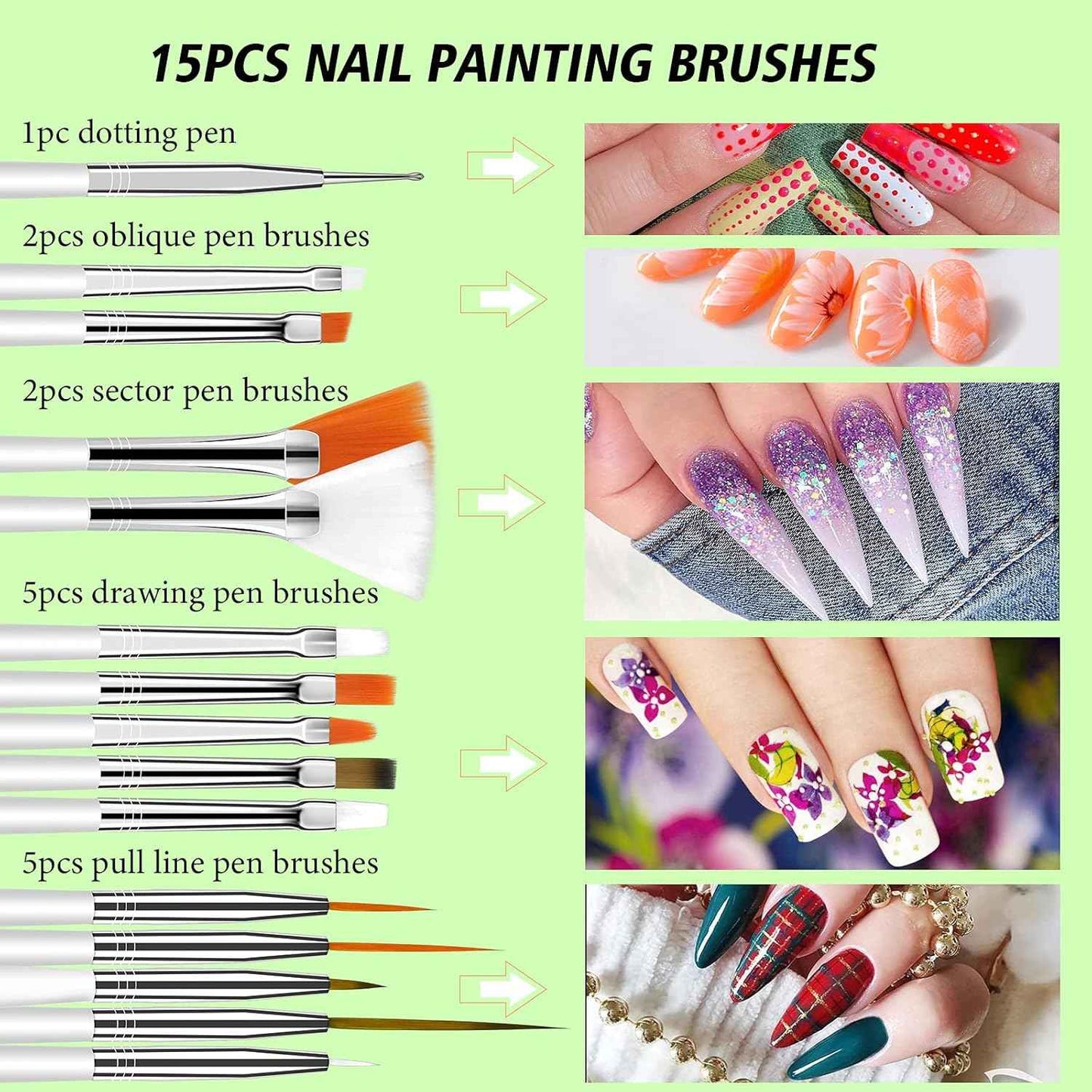 SAVILAND 12 Quick-Dry Nail Art Pens & Gel Paint Kit – 48 Colors, 15 Brushes for DIY Manicure