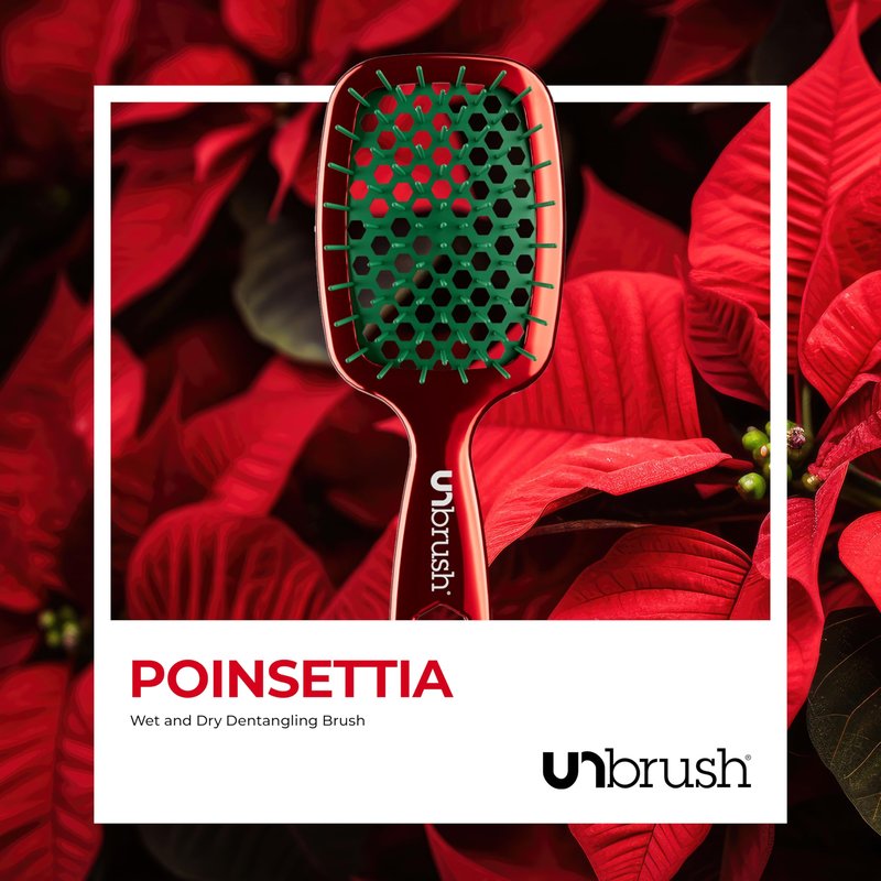 UNbrush Mini Holiday Hair Brush for Pain-Free Brushing On All Wet/Dry Hair Types — Mini UNbrush Detangling Brush with Durable Anti-Static Bristles, Lightweight & Vented — Christmas Hair Care Gifts