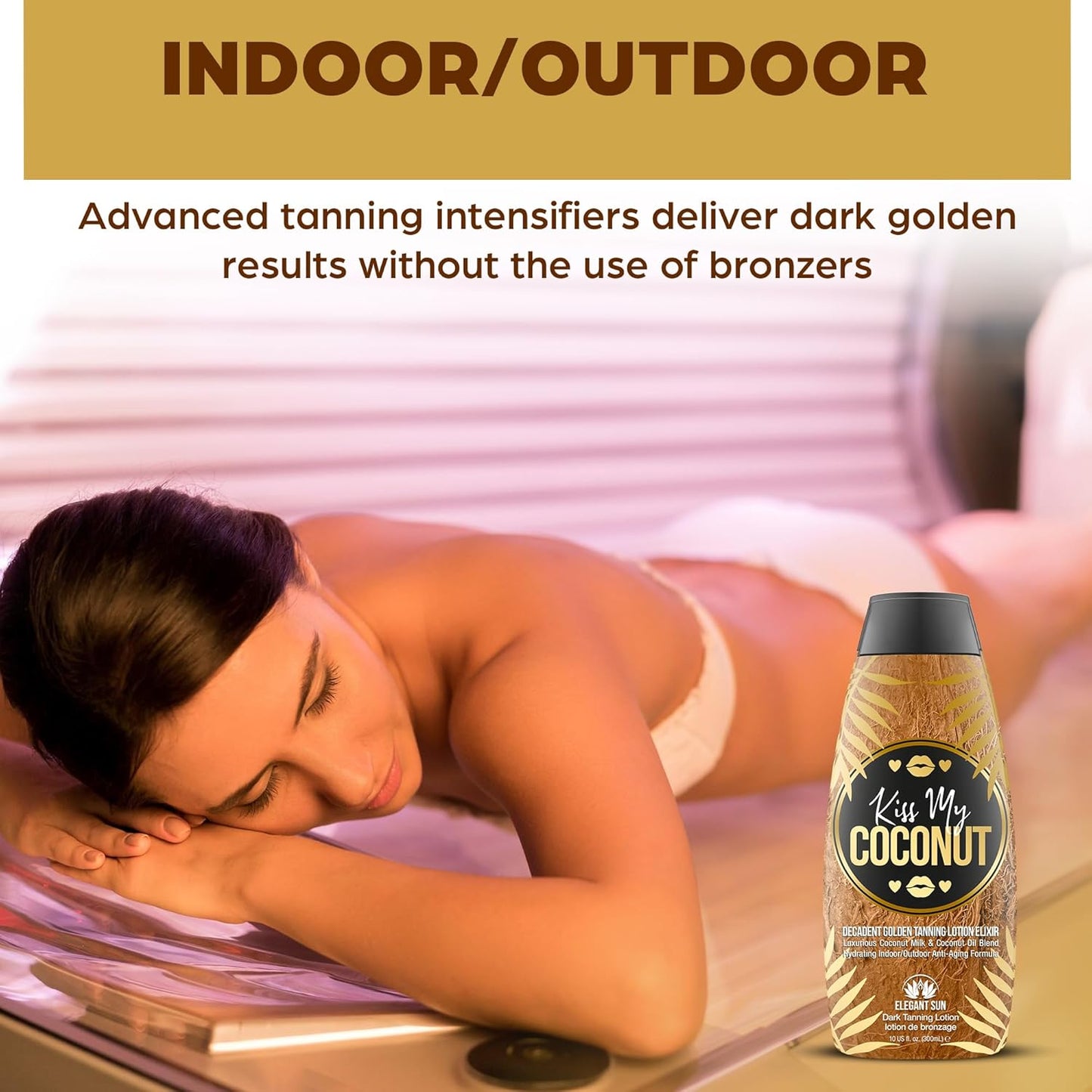 Kiss My Coconut Tanning Bed Lotion - Skin Softening Golden Tan Intensifier with Coconut Milk & Cocoa Butter | Unisex Indoor/Outdoor Accelerator
