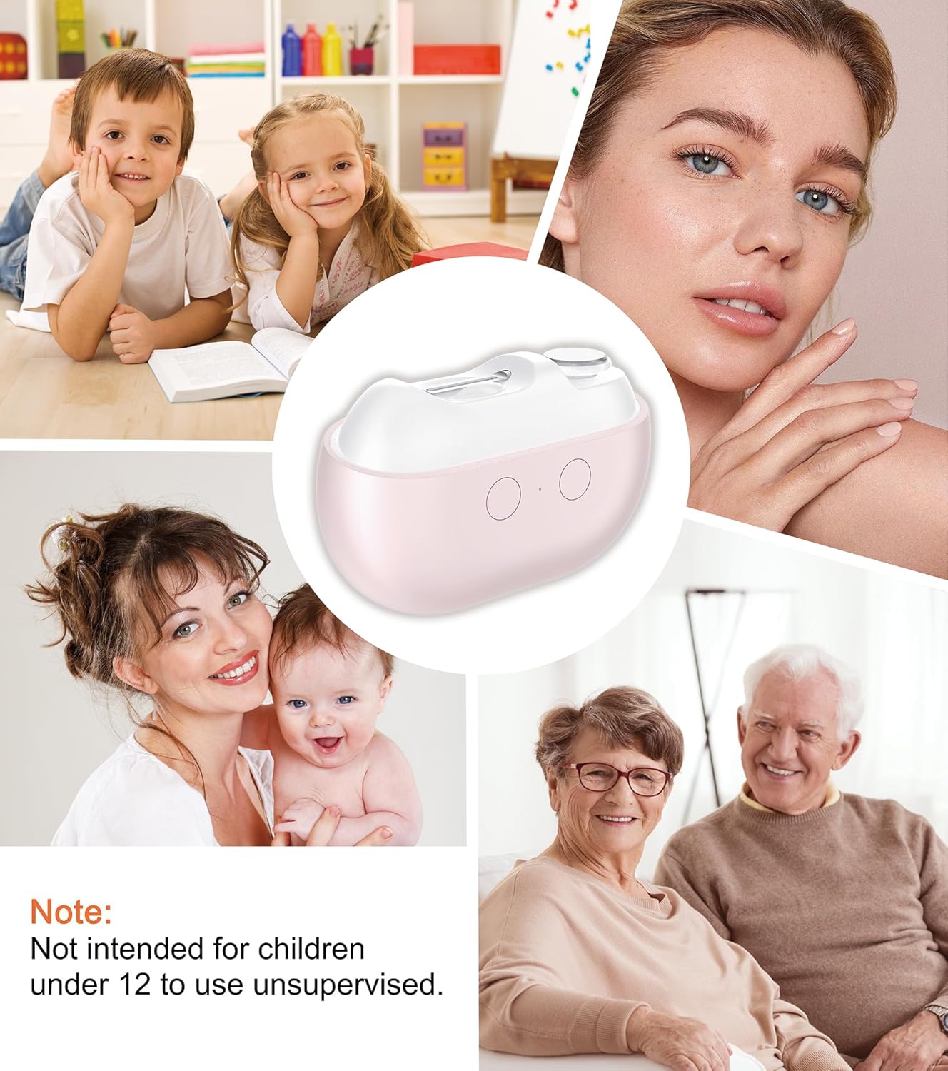 2-in-1 Electric Nail Clipper & Trimmer with LED Light - Dual Speed for All Ages (M8-Pink)