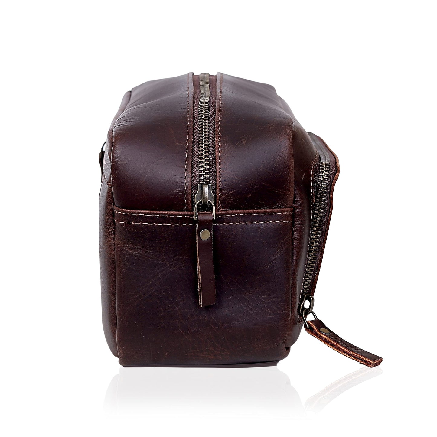 cuero Leather Brown Dopp Kit Unisex Travel Toiletry Cosmetic Pouch Shaving Kit Men Women (black)
