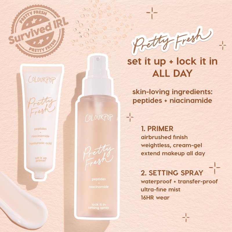 ColourPop Pretty Fresh Airbrush Makeup Primer - Hydrating, Gel-Cream Face Primer & Pore Minimizer with Peptides, Niacinamide & Hyaluronic Acid - Vegan & Cruelty-Free - Set It Up (1 Fl Oz)