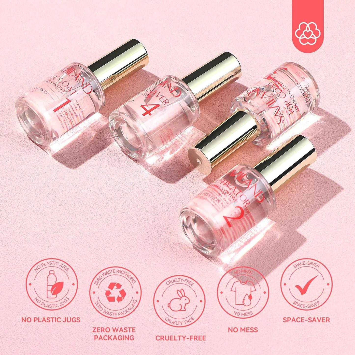 SAVILAND Dip Powder Liquid Set - 10 Pcs Base/Top Coat & Activator for Acrylic Nails