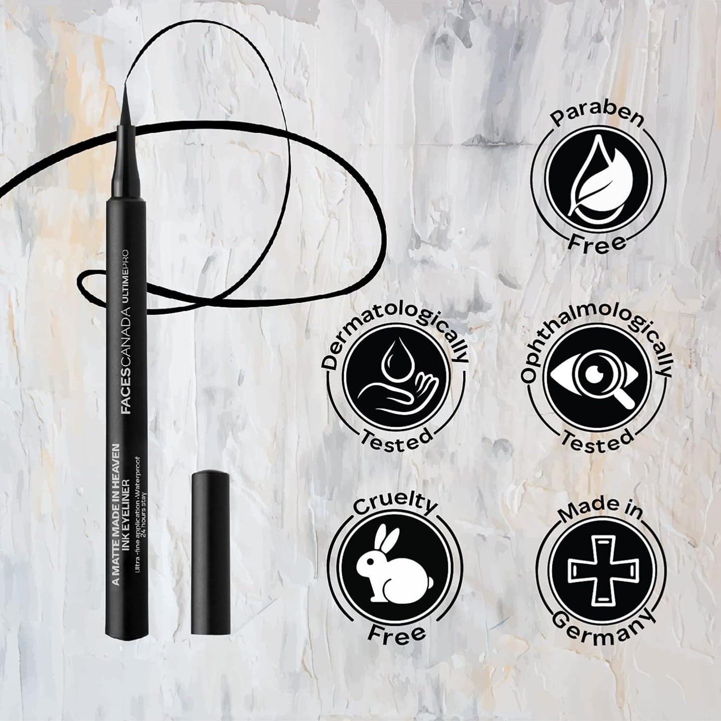 FACESCANADA Ultime Pro Matte Ink Eyeliner | 24H Long Stay Waterproof Liquid Eyeliner with Ultra Fine Tip | Smudge Proof, Quick Dry & Bold Precise Eye Looks | 0.04 Fl Oz (1.2ml)