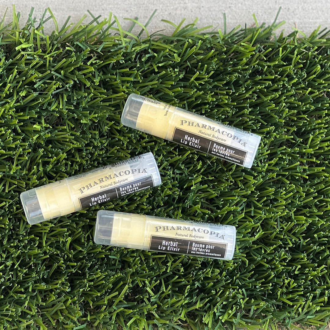 Pharmacopia Chamomile Tangerine Vegan Lip Elixir - Nourishing Vegan Herbal Lip Balm with 100% Natural and 70% Certified Organic Ingredients, 0.25 Oz, Pack of 3