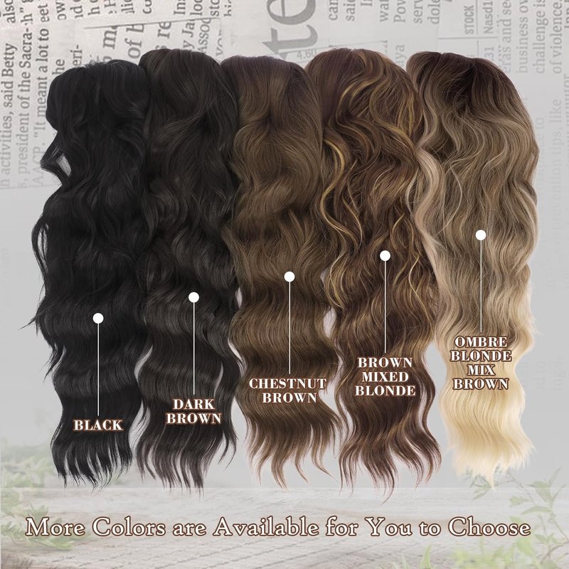Medium Brown Wig with Bangs for Women - 26 Inch Long Wavy Synthetic Hair for Daily Wear | Natural Look