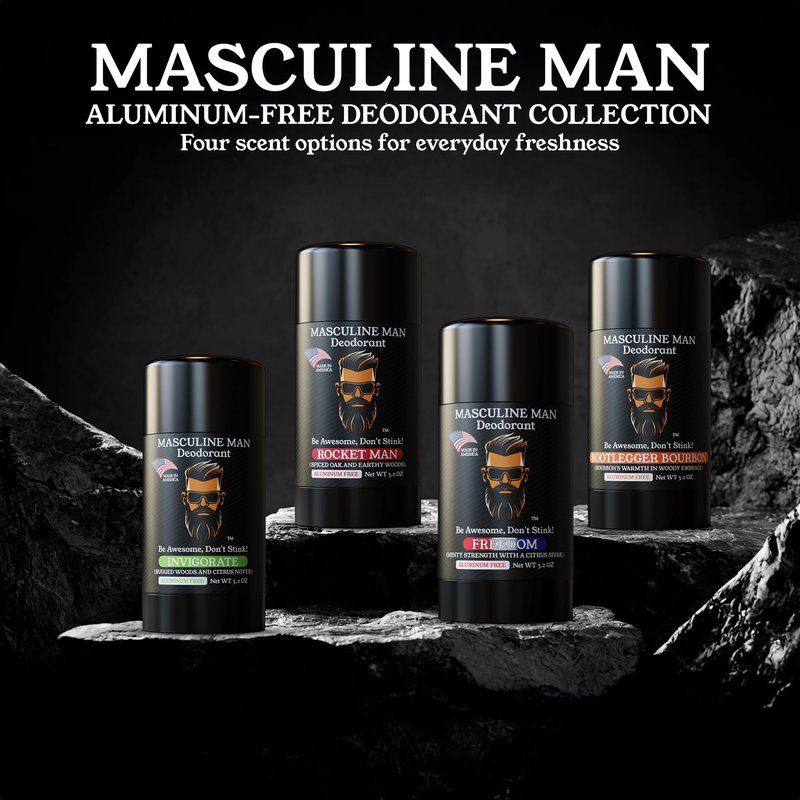 MASCULINE MAN Deodorant for Men - Aluminum Free Mens Deodorant - Natural Deodorants - Sweat Protection for Underarm - Stain-Free Stick Deodorants - Made in USA, 3.2oz (Pack of 2, Freedom)