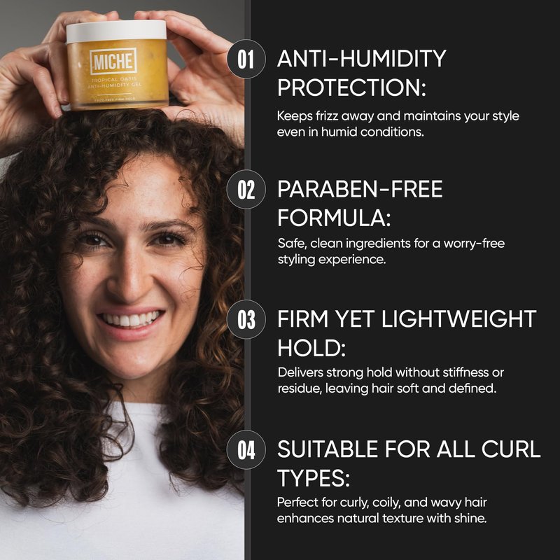 MICHE Anti-Humidity Frizz-Free Strong Hold Hair Gel 8.8 oz | For All Curl Types - Curly and Coily