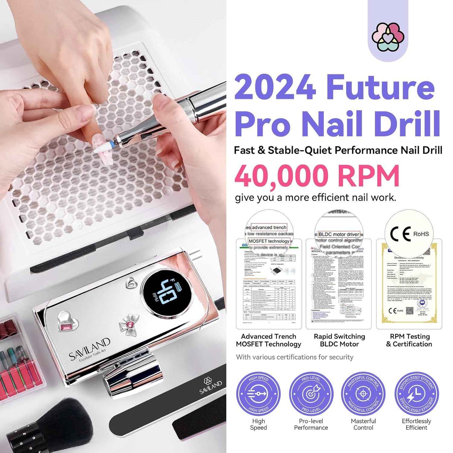 Professional Electric Nail Drill Kit with Cuticle Oil & Vitamin E for Salon Quality Nails