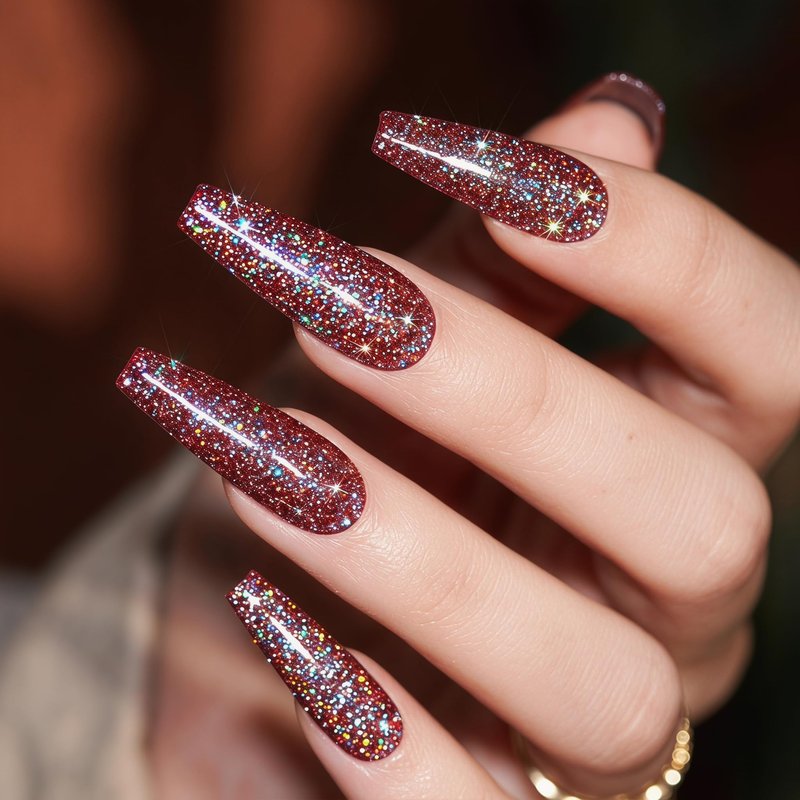 ADHERE Reflective Glitter Gel Nail Polish Set, 12 Colors Sparkly Shiny Pink Red Holographic Gel Polish Kit Soak Off UV LED Nail Art Varnish Manicure Kit DIY at Home