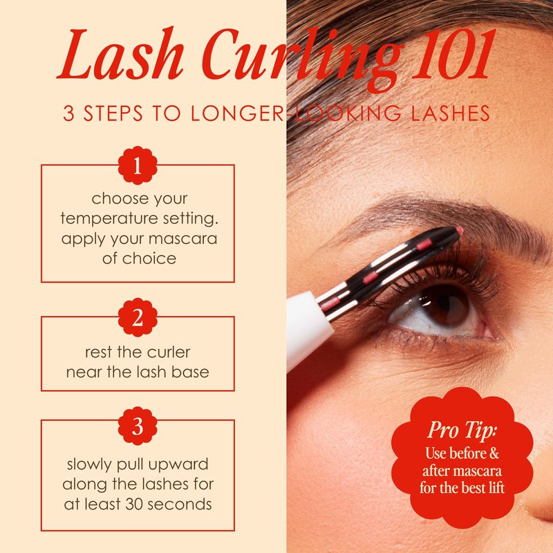 Grande Cosmetics LASH-LIFT Heated Lash Curler - Rechargeable, Travel-Friendly, with 2 Heat Settings - White