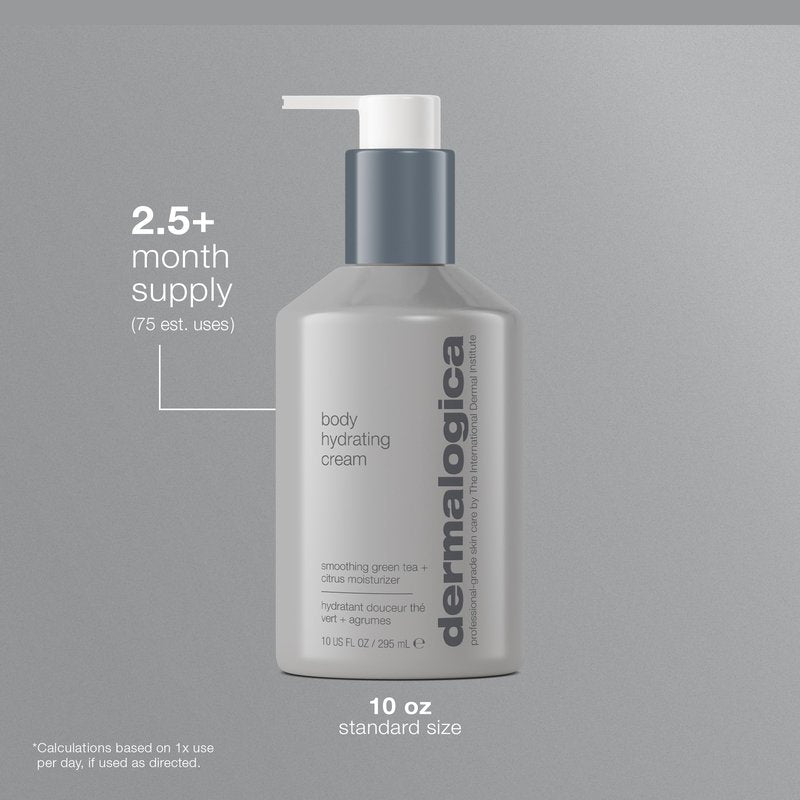 Dermalogica Body Hydrating Cream, Body Lotion with Green Tea and Lemon Oil - Gently Tones and Hydrates Skin To Relieve Dryness, 10 Fl Oz
