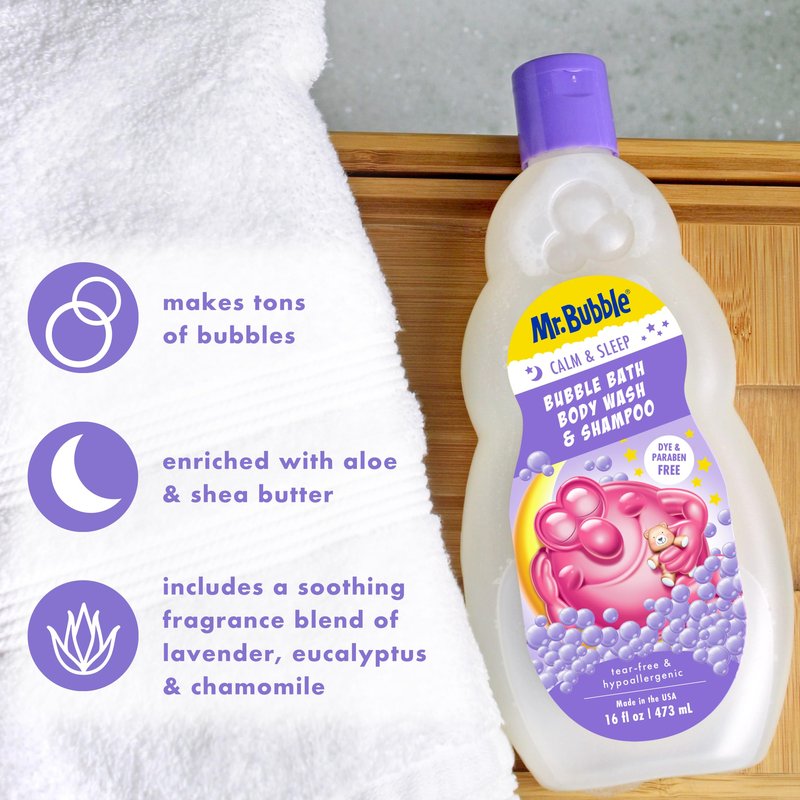 Mr. Bubble Calm and Sleep 3in1 Bubble Bath, Body Wash & Shampoo, 16 oz., Pack of 4