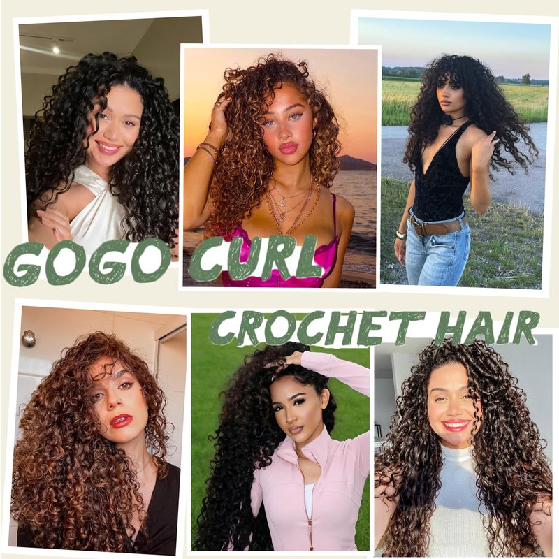7 Packs Curly Crochet Hair for Black Women 18 Inch GOGO Curl Deep Ocean Wave Crochet Hair Synthetic Bohemian Crochet Braids(18 inch, T1B/30/27)