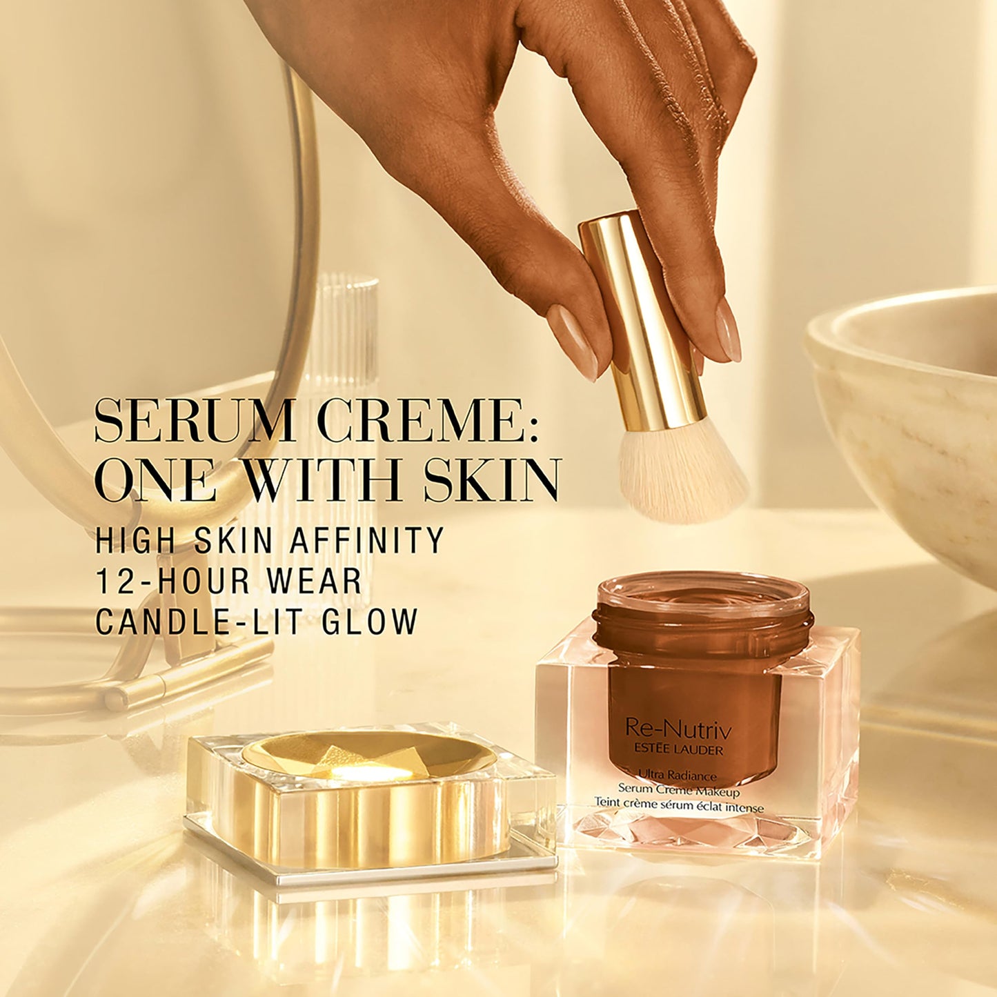 Estée Lauder Re-Nutriv Ultra Radiance Serum Creme Makeup | Luxury Foundation with Hyaluronic Acid | 12-Hour Wear & Hydration, 1 Fl Oz