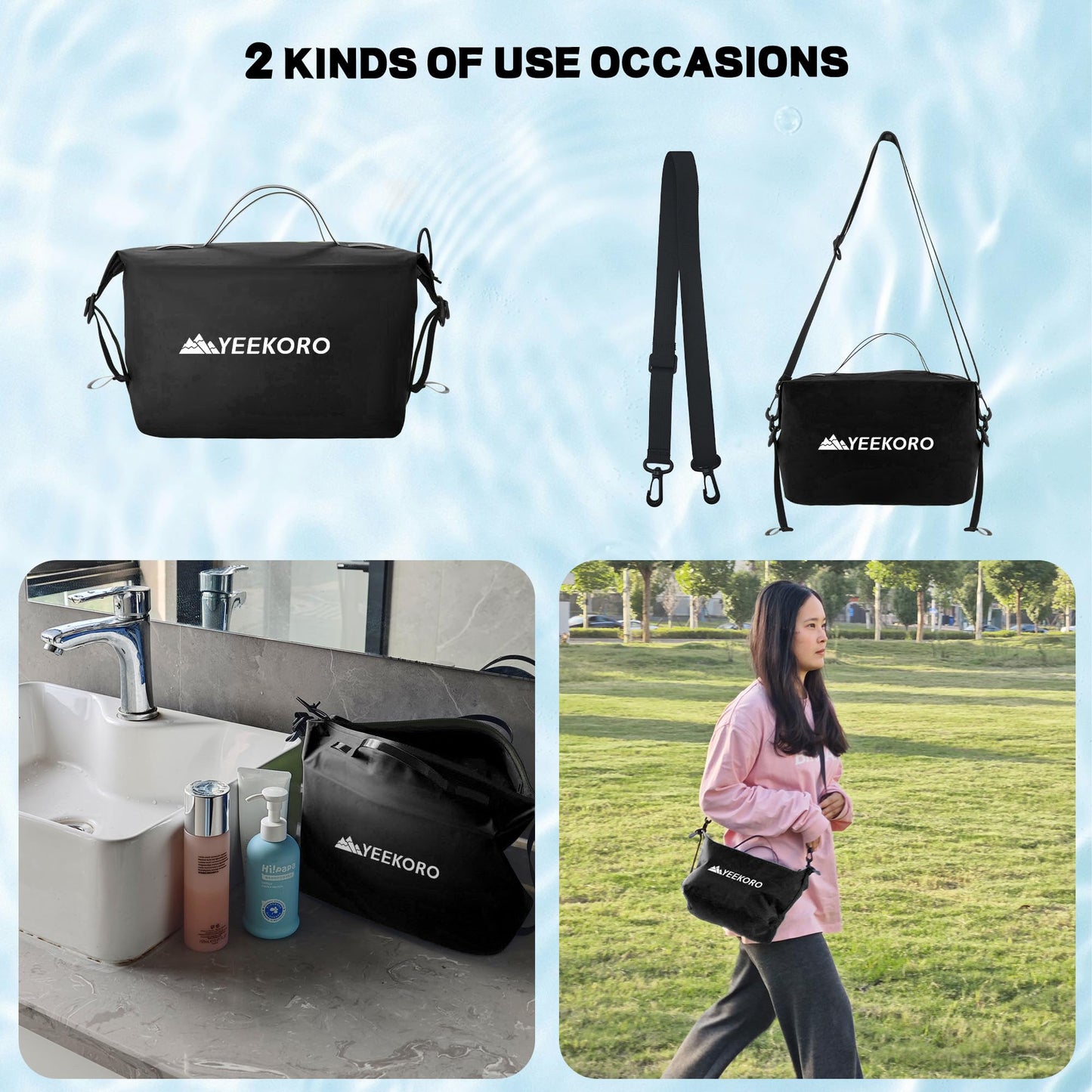 YEEKORO Vacuum Bag, Waterproof Reusable Vacuum Compression Bags(2 PACK,Black