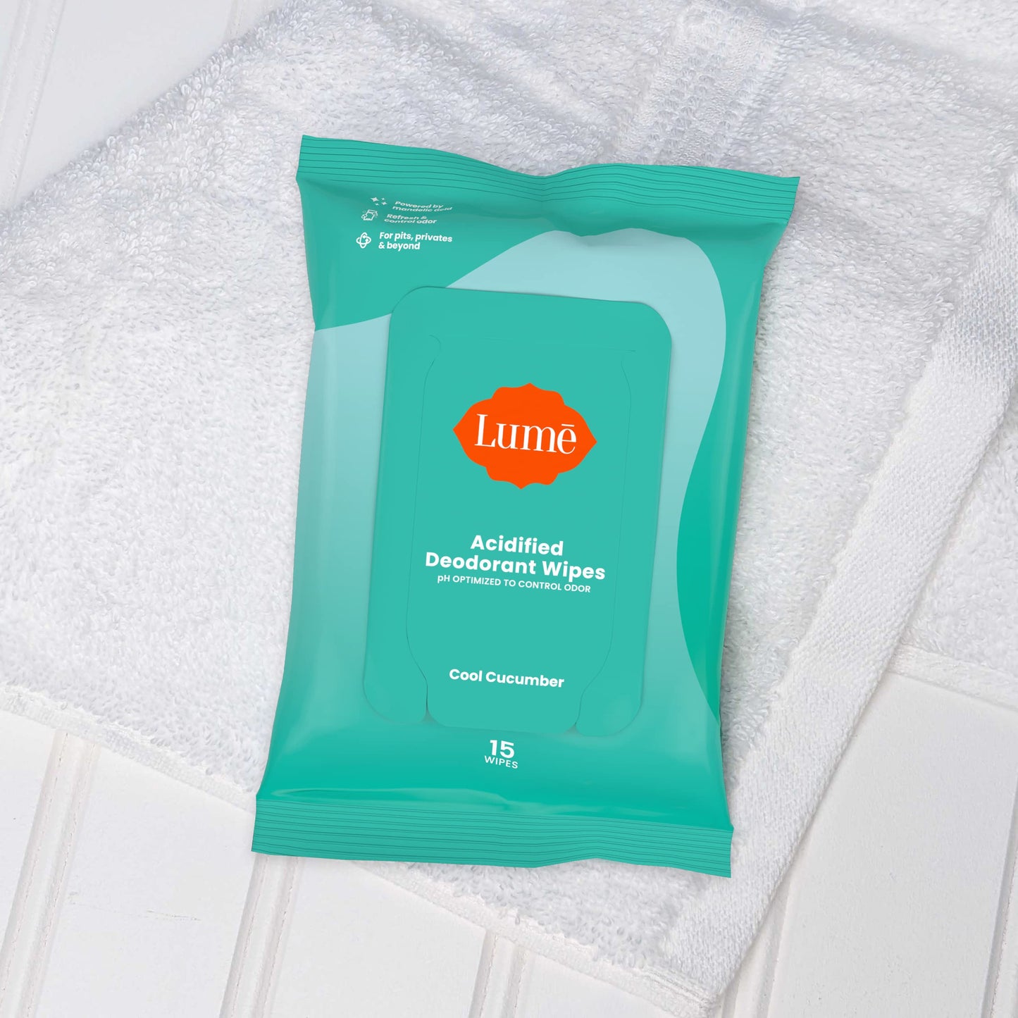 Lume Whole Body Deodorant - Invisible Cream Tube (Unscented) and Lume Acidified Deodorant Wipes (Cool Cucumber) - 24 Hour Odor Control - Aluminum Free, Baking Soda Free, Skin Loving