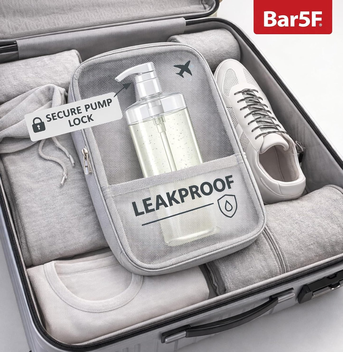 Bar5F Pump Bottle - 32-Ounce BPA-Free Clear Containers for Shampoo, Conditioner & Lotion | 2-Pack