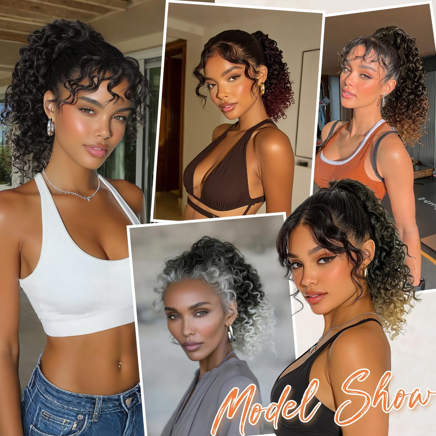 PEACOCO Curly Drawstring Ponytail for Black Women, 10 Inch Kinky Curly Ponytail Extension Synthetic Short Afro Puff Ponytail Hairpieces (1B/30)