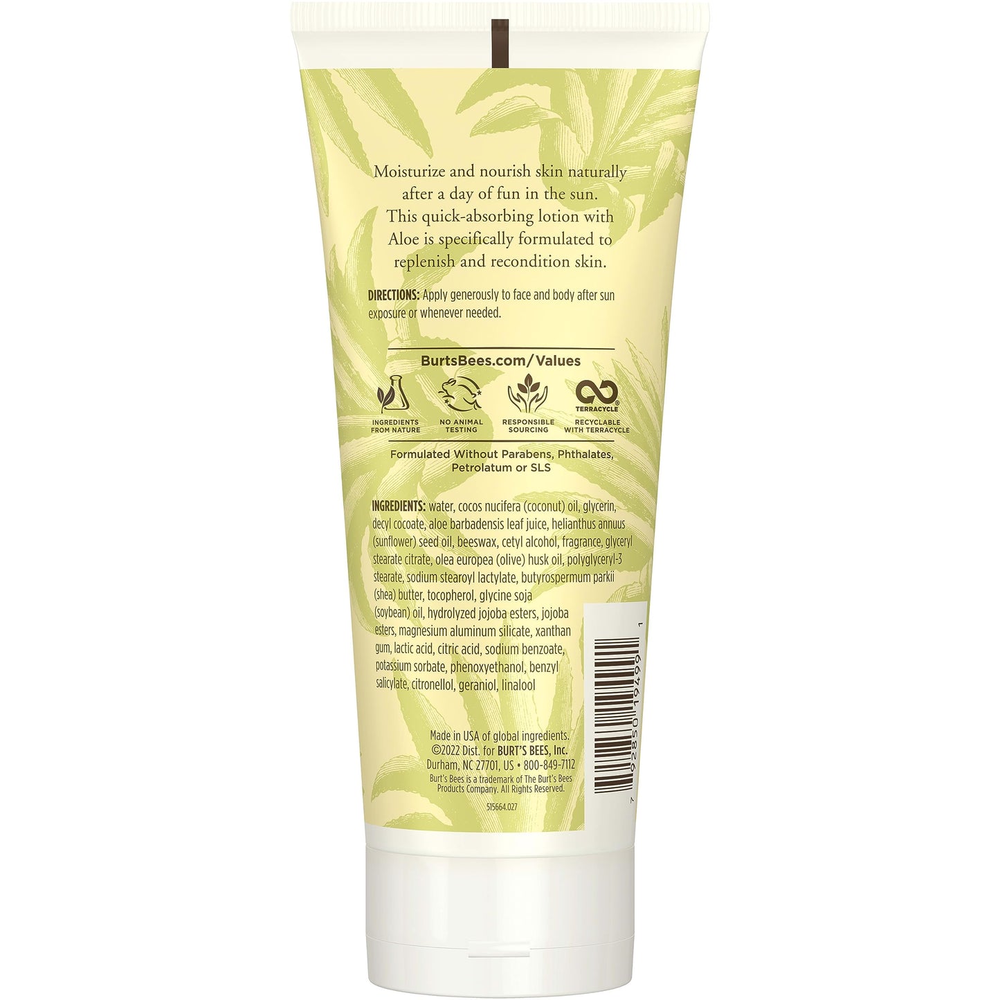 Burt's Bees Hydrating Aloe & Coconut Oil Sun Burn Relief, Natural After Sun Soother