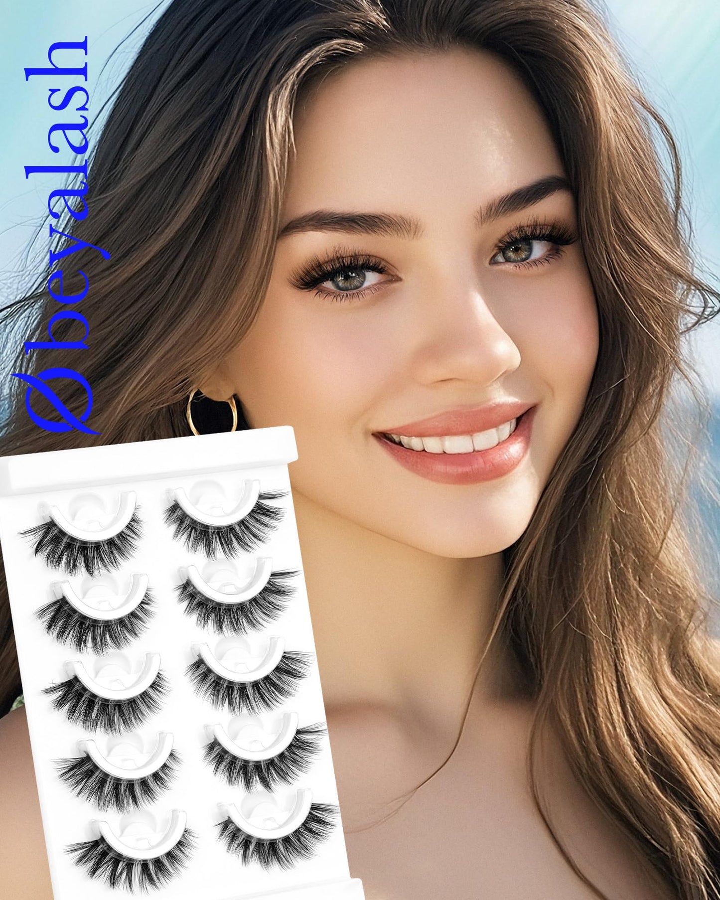 Waterproof Self Adhesive Eyelashes, 5 Pairs Natural Look Stick on False Eyelashes, Pre Glued Lashes, No Glue Needed, Wispy Glueless Lashes Reusable and Comfortable by Obeyalash (706)