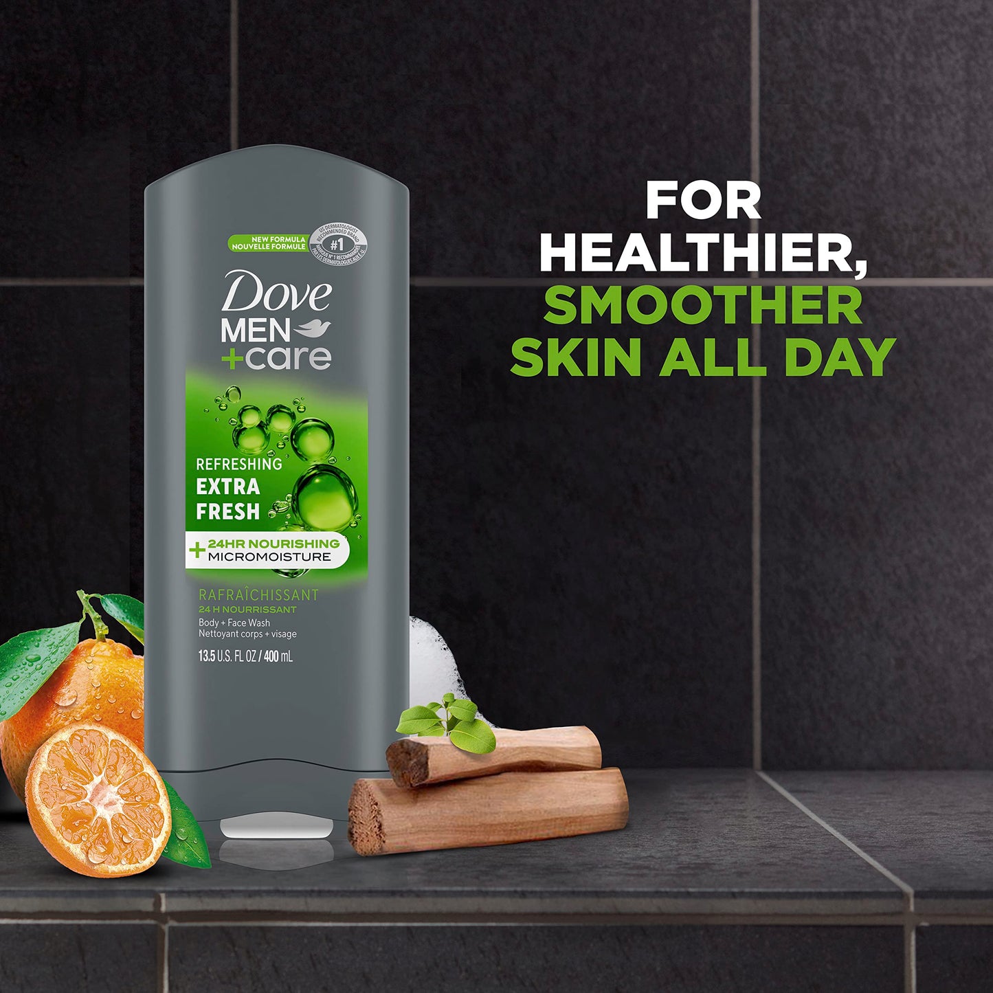 DOVE MEN + CARE Shower Tool For Stronger, Healthy-Feeling Skin Active Clean Scrubs Body Wash and Face For Fresh, Healthy-Feeling Skin Extra Fresh Cleanser That Effectively