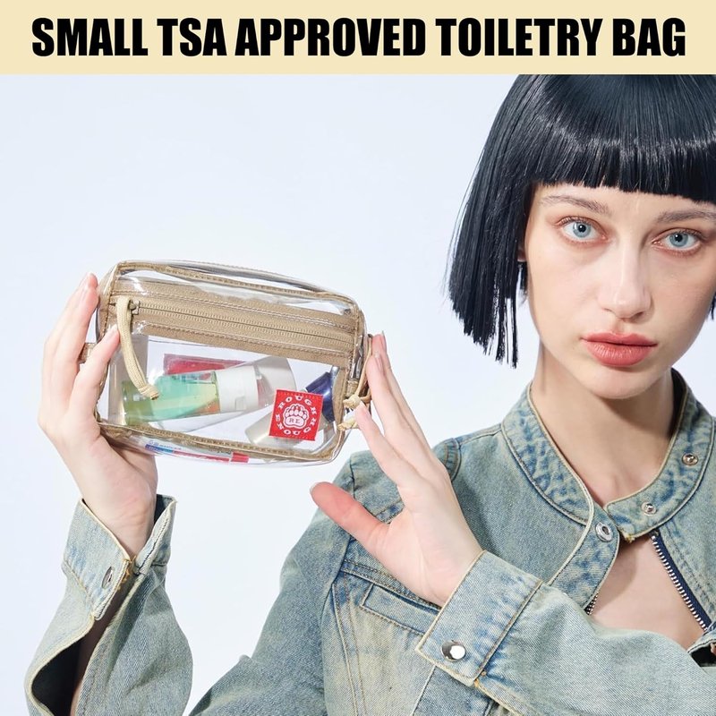 Clear TSA Approved Toiletry Bag - Small Leakproof PVC Travel Pouch | Makeup Cosmetic Organizer for Women