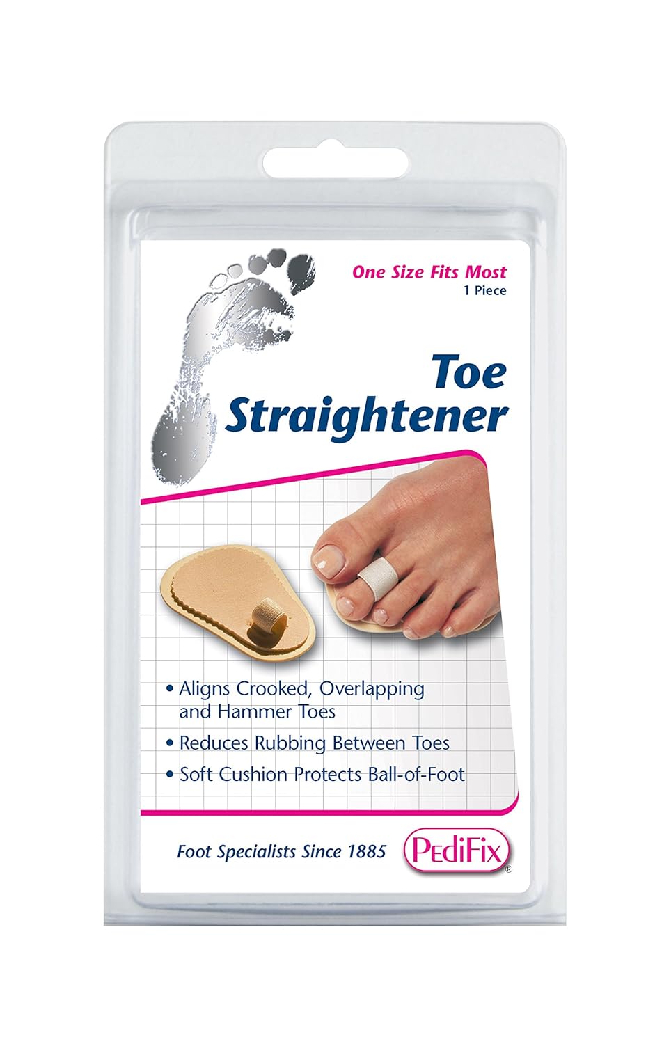 Toe Straightener by Pedifix P55 - Adjustable One Size (Pack of 2) for Comfort