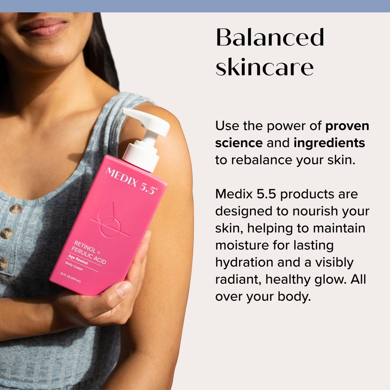 MEDIX Vitamin C Body Wash + Retinol Body Lotion Crepey Skin Moisturizer 2PC Set | Anti Aging Retinol Body Cream + Gel Body Cleanser Skincare Set For Women, Men, & Firmer Looking Skin, 2PC