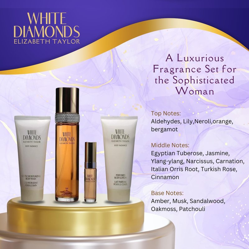 Elizabeth Taylor 4 Piece White Diamonds Fragrance Gift Set for Women