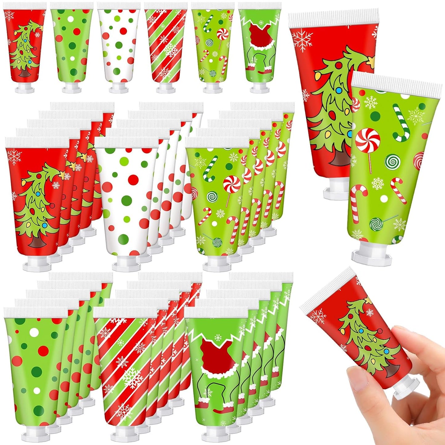 36 Pcs Christmas Hand Cream Gift Set - Travel Size Red & Green Mini Moisturizers for Stocking Stuffers & Holiday Favors