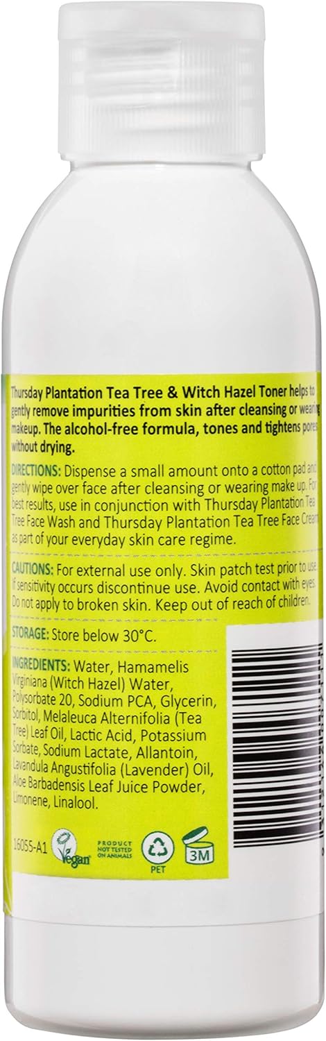 Tea Tree & Witch Hazel Toner - Natural Skin Soothing Formula | 100ml / 3.38oz