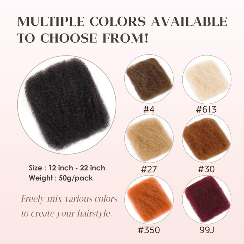 Afro Kinkys Bulk Human Hair, 12 Inch 50G/Pack Soft 4C Afro Kinky-Curly Human Hair Bulk for Twist Dreadlocks Extensions Repair Locs 99J Burgundy1 Pack (99J, 12 Inch)