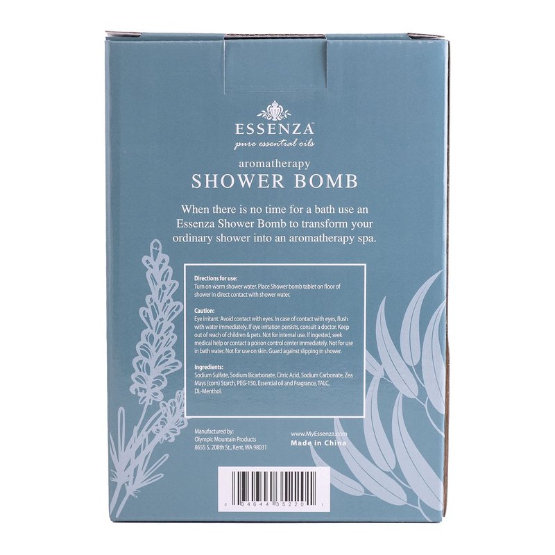 Essenza Shower Bombs 14pc Bin - Revitalizing Eucalyptus & Relaxing Lavender Aromatherapy Luxury Shower Bombs - Height 8.125” Width 5.5” Depth 4.125” Weight 1.31 Lbs - 14 Pc Collection