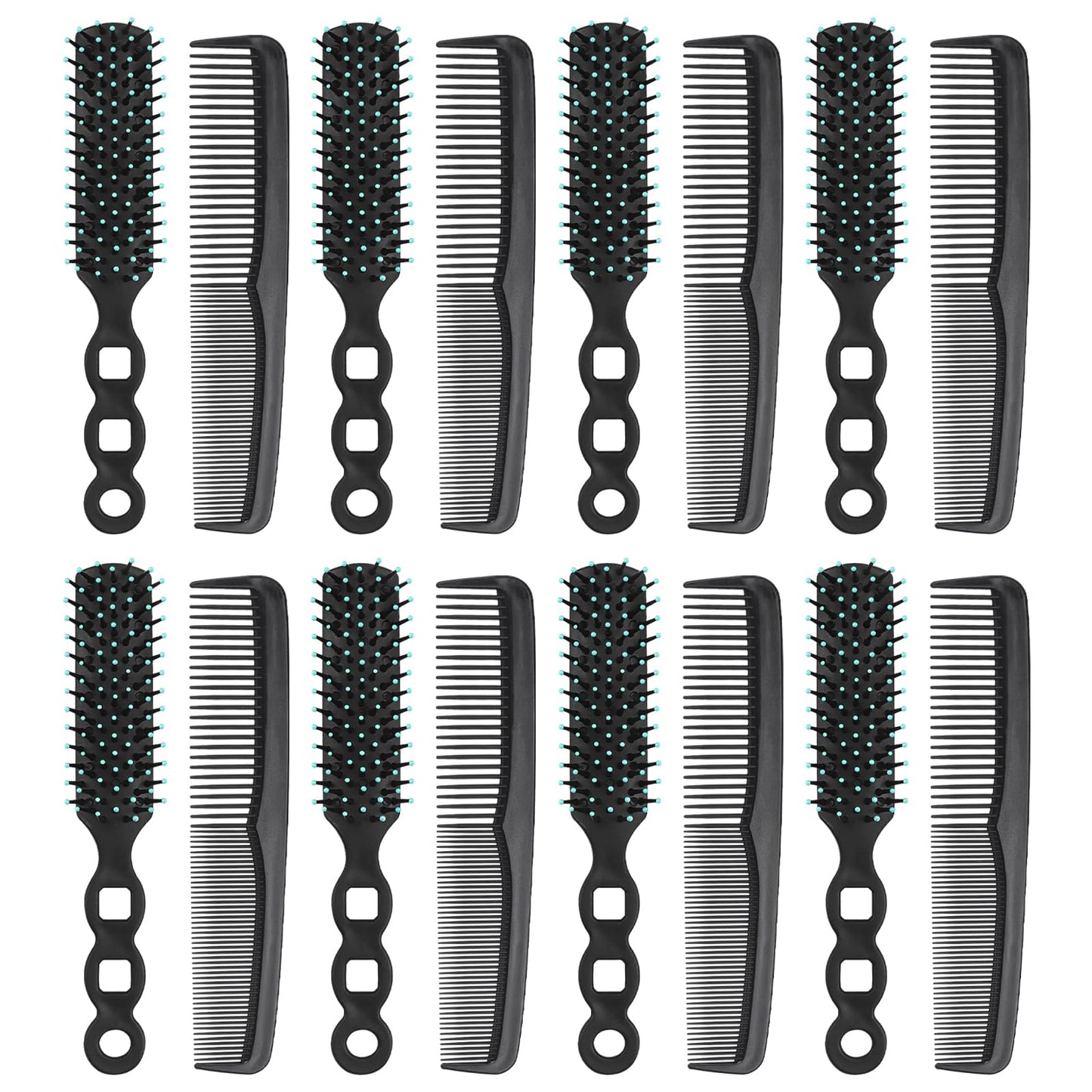 Gisdo 100 Pcs Hair Brush Combs Set in Bulk for Homeless Individually Wrapped, Bulk Hair Brushes 50 and 7 inch Hair Combs 50 for Women Kids Hotel Homeless Charity (Black)