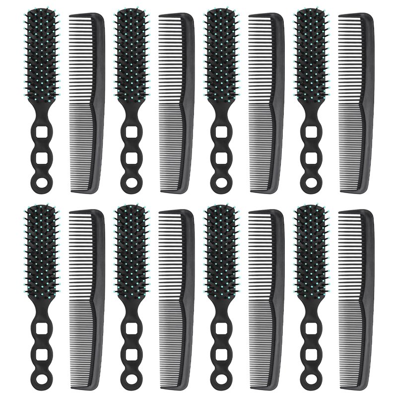 Gisdo 100 Pcs Hair Brush Combs Set in Bulk for Homeless Individually Wrapped, Bulk Hair Brushes 50 and 7 inch Hair Combs 50 for Women Kids Hotel Homeless Charity (Black)