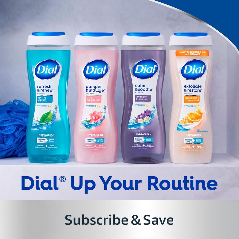 Dial Men 3 in 1 Body, Hair and Face Wash, Refresh, 16 Fl Oz, Pack of 3, Cleanses Deep + Gentle on Skin with Clean Rinse Technology