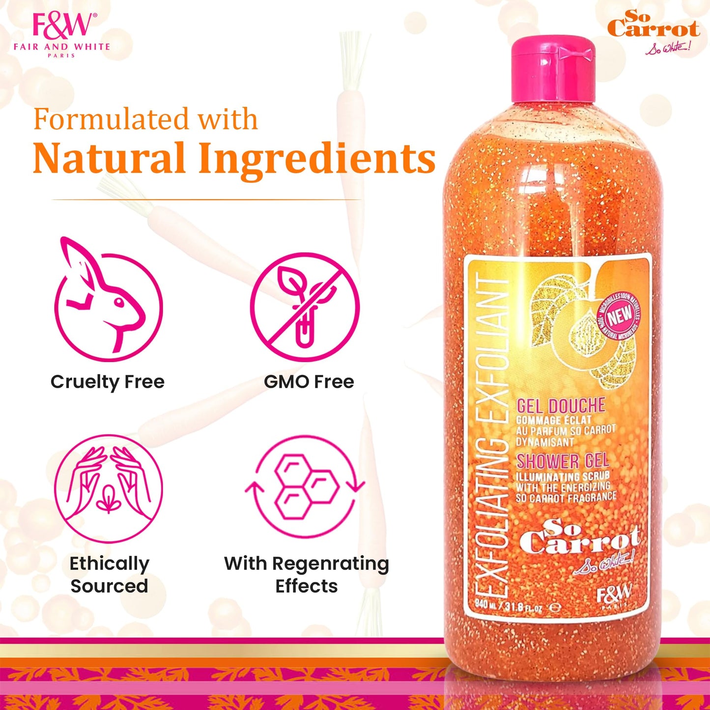 FAIR & WHITE So Carrot Body Scrub Body Wash 31.8 Floz / 940ml