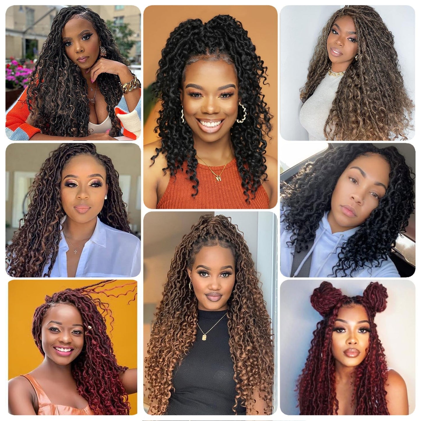 Forevery Goddess Locs Crochet Hair 14 Inch Faux Locs Crochet Hair Pre Looped Crochet Hair for Black Women 6 Packs Crochet Locs with Curly Ends