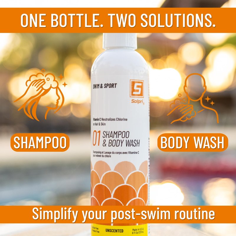 Swim Shampoo & Conditioner Set – Vitamin C Chlorine Removal for Swimmers, Restores Softness & Damaged Hair, Gentle Cleansing Swim Hair Care System (16 fl oz total)